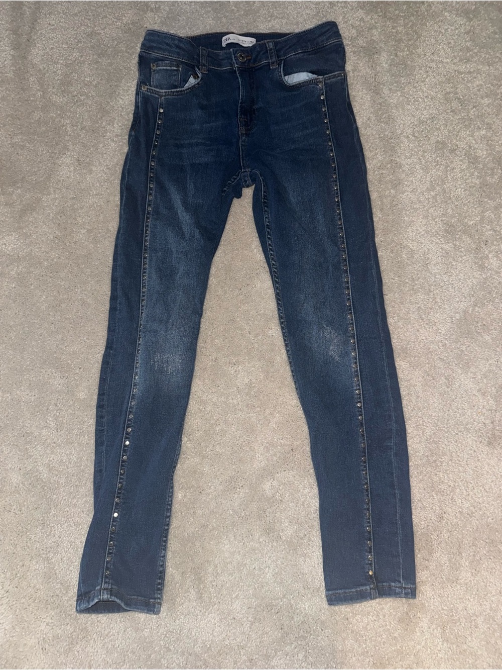 Zara Kids Dark Blue Skinny Jeans with Side Stud Detail